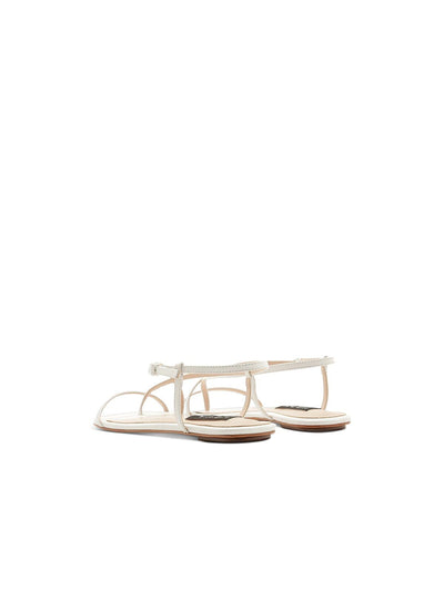 AQUA Womens White Toe Loop Strappy Asymmetrical Padded Lory Square Toe Buckle Leather Slingback Sandal 7 B