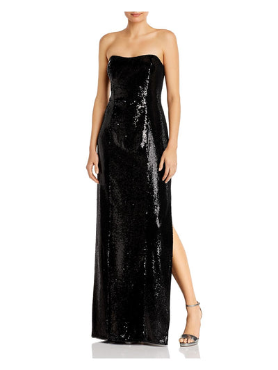 AIDAN MATTOX Womens Black Sleeveless Sweetheart Neckline Full-Length Formal Sheath Dress 0