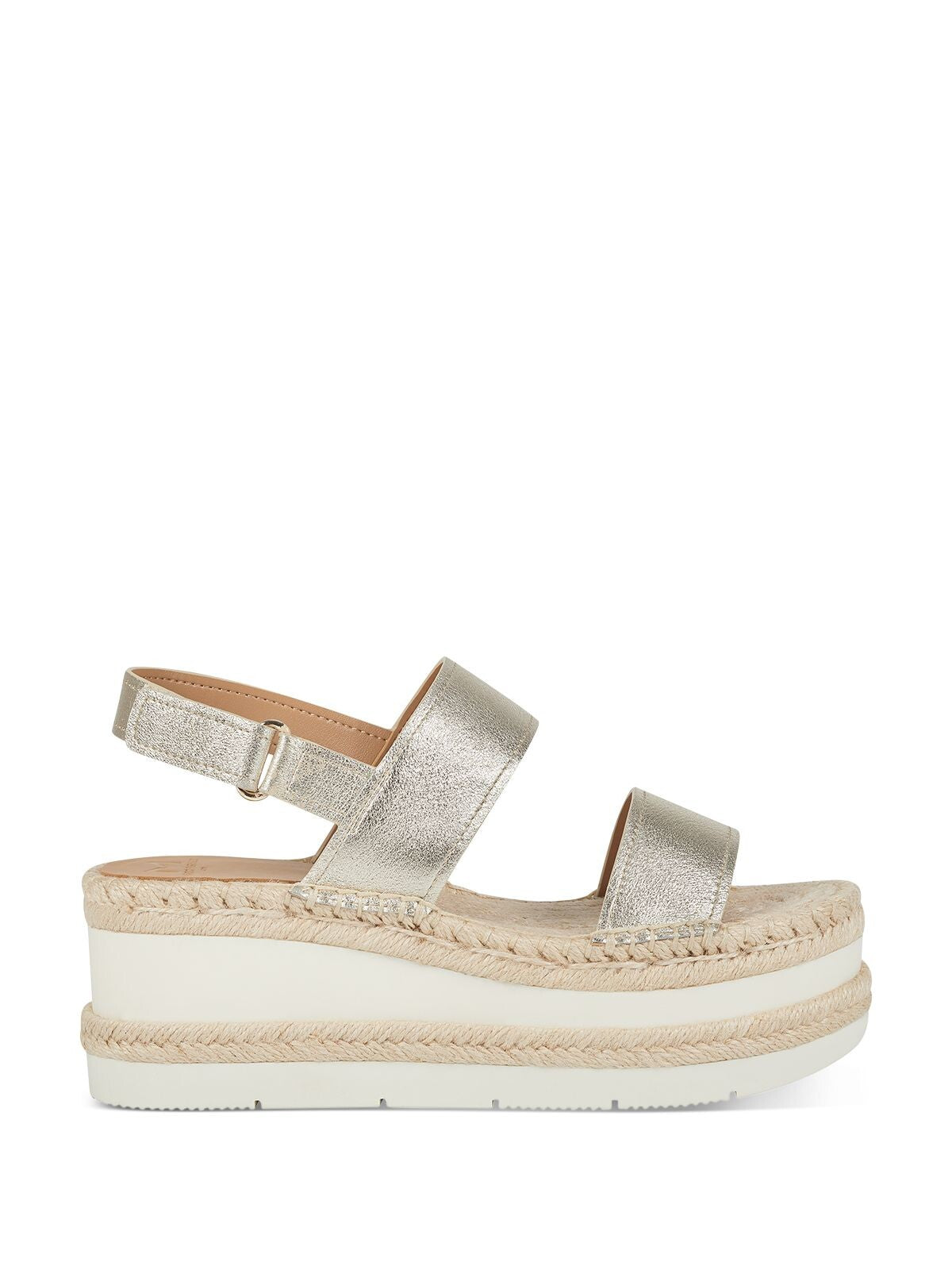 MARC FISHER Womens Beige 2" Platform Double Band Slingback Comfort Gallia Round Toe Wedge Leather Espadrille Shoes 10 M