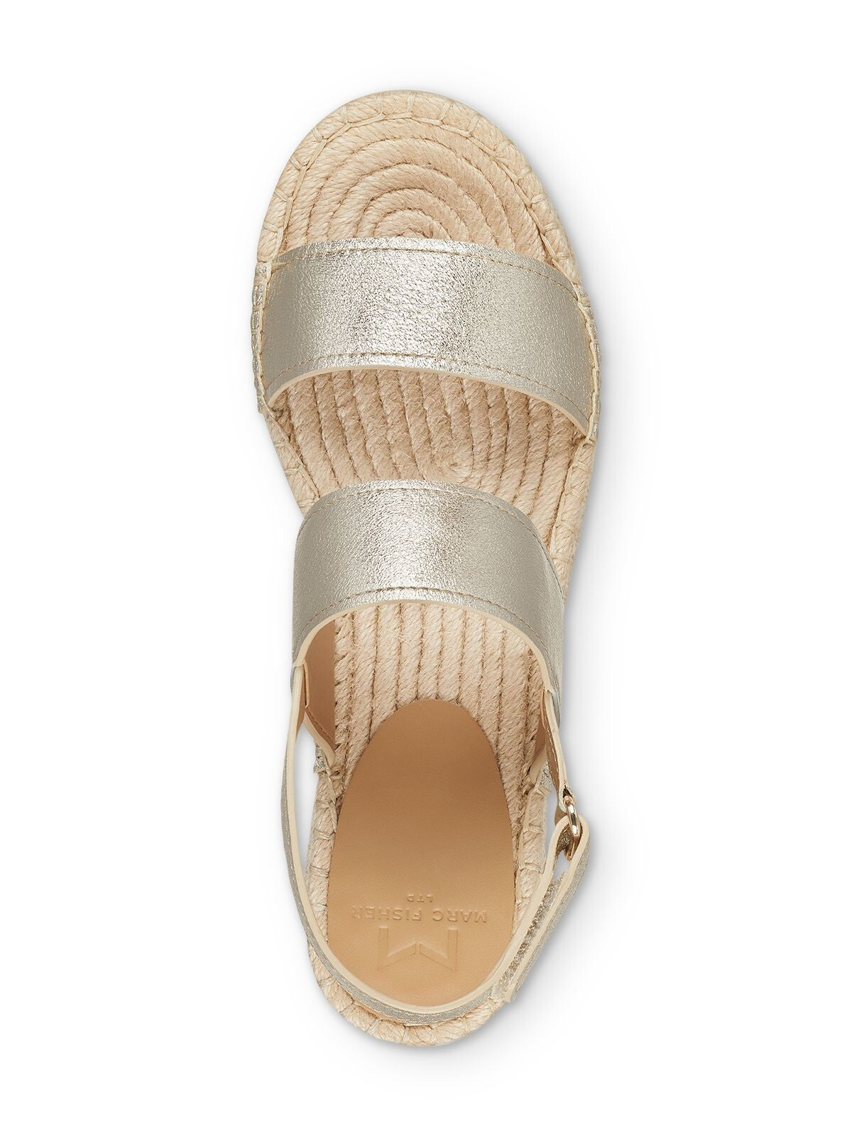 MARC FISHER Womens Beige 2" Platform Double Band Slingback Comfort Gallia Round Toe Wedge Leather Espadrille Shoes 10 M