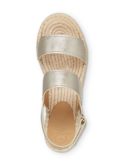 MARC FISHER Womens Beige 2" Platform Double Band Slingback Comfort Gallia Round Toe Wedge Leather Espadrille Shoes 10 M