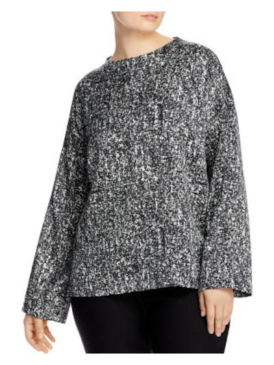 EILEEN FISHER Womens Black Printed Long Sleeve V Neck Wear To Work Blouse XS\TP