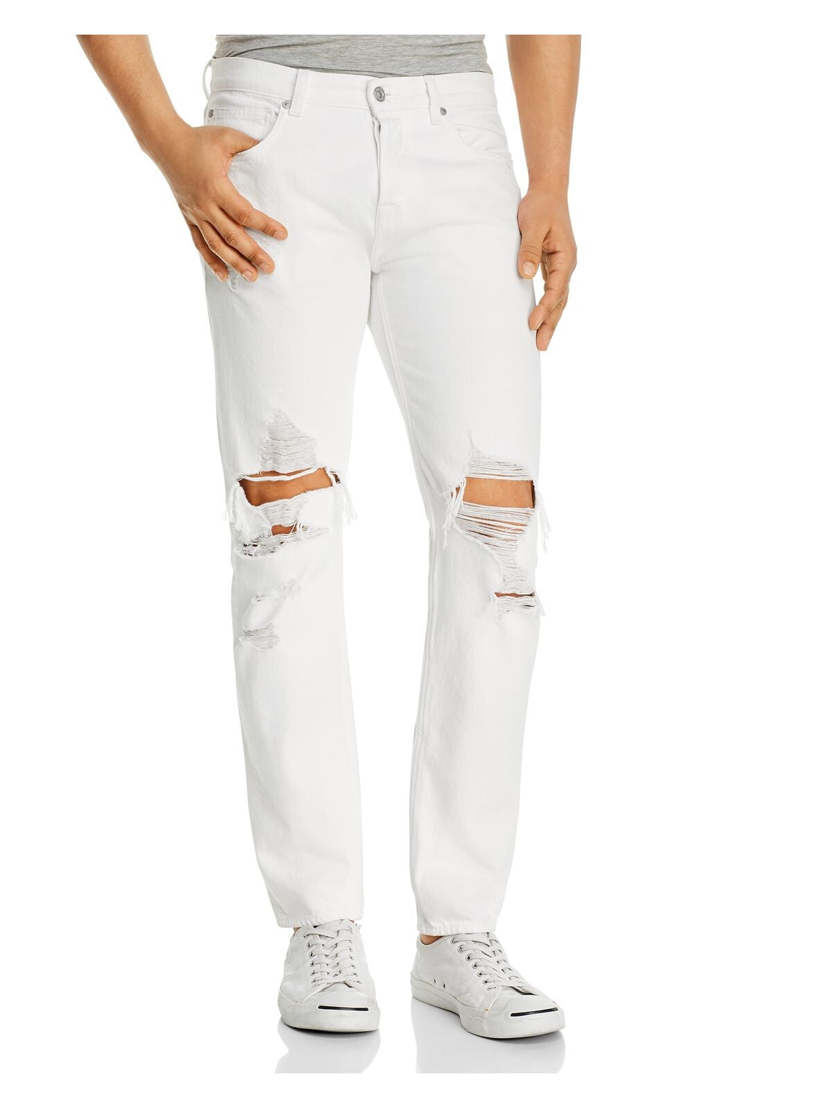 7 FOR ALL MANKIND Mens Paxtyn White Skinny Fit Denim Jeans 40 Waist