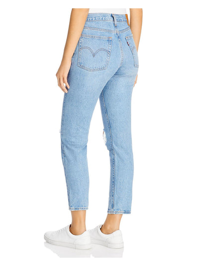 LEVI'S Womens Light Blue Denim Pocketed Button Fly Tapered Leg High Waist Jeans 32