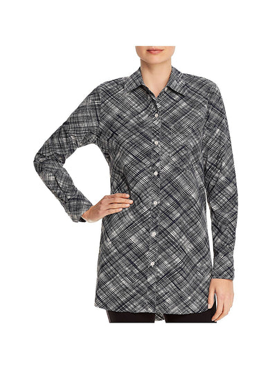 LYSSE Womens Cuffed Collared Button Up Top