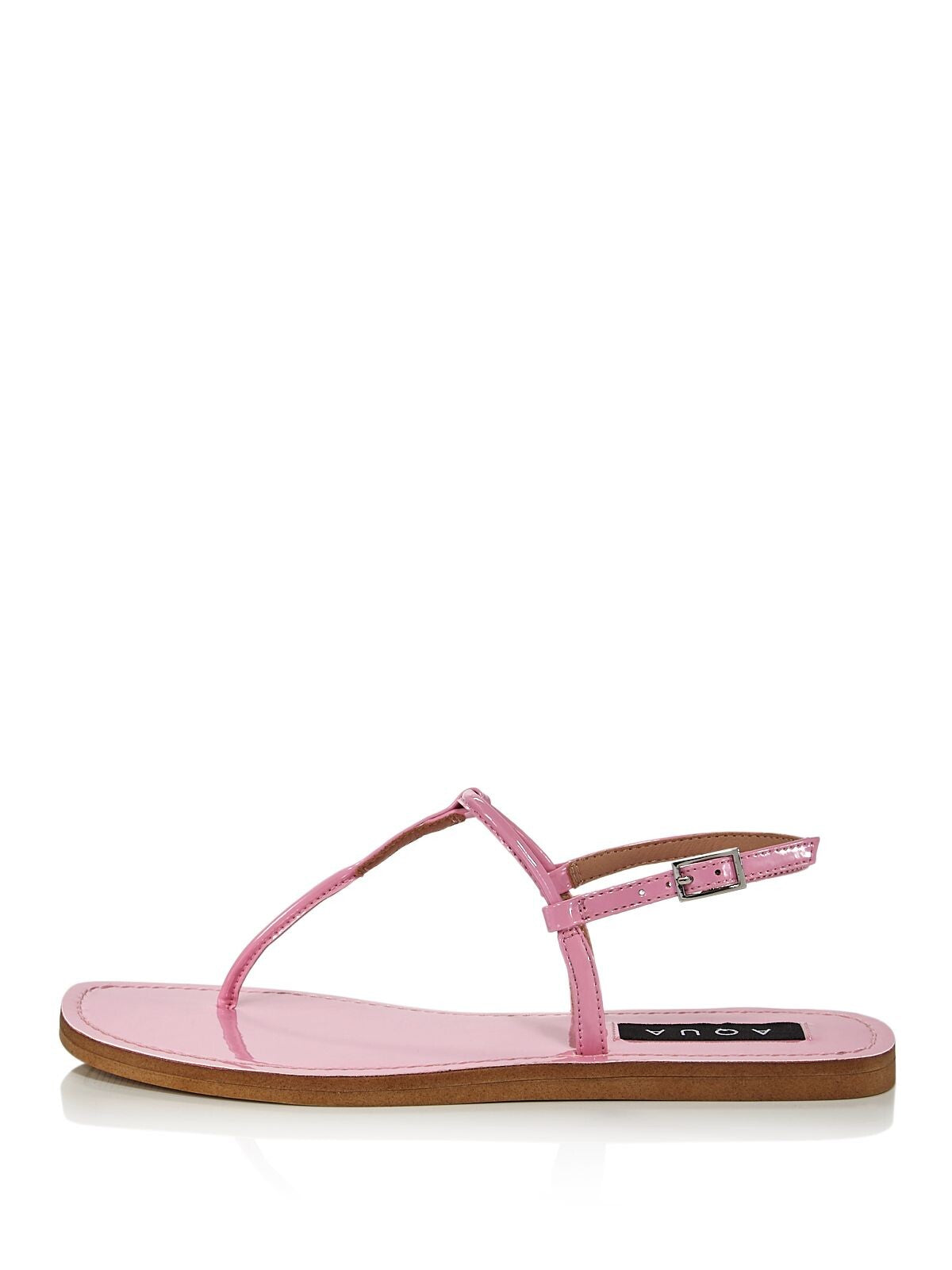 AQUA Womens Pink T-Strap Zen Round Toe Buckle Thong Sandals Shoes 6.5 M