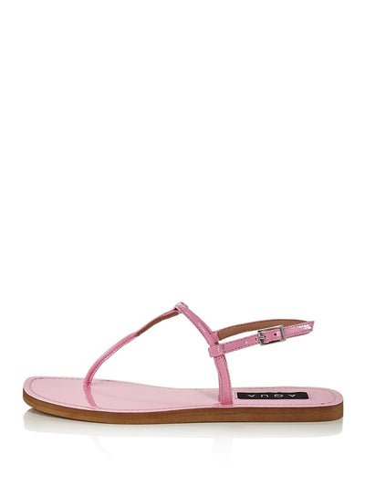AQUA Womens Pink T-Strap Zen Round Toe Buckle Thong Sandals Shoes 8 M