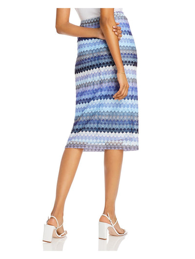 AQUA Womens Blue Chevron Below The Knee Pencil Skirt XS