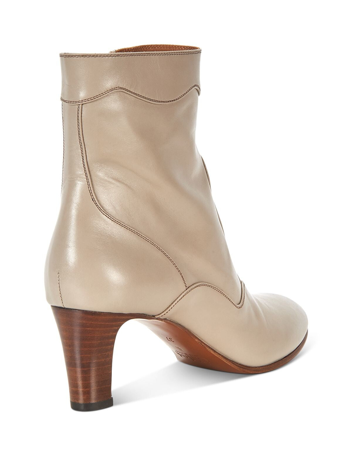 CHLOE Womens Beige Comfort Patchwork Almond Toe Block Heel Zip-Up Leather Western Boot 38.5