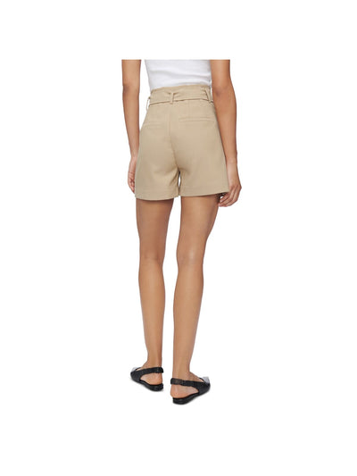 ANINE BING Womens Beige Pocketed Pleated Paperbag Waist Self Tie Wear To Work Cuffed Shorts 36