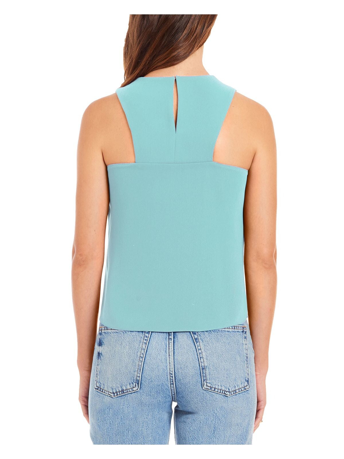 AQUA Womens Sleeveless Crew Neck Keyhole Racerback Top