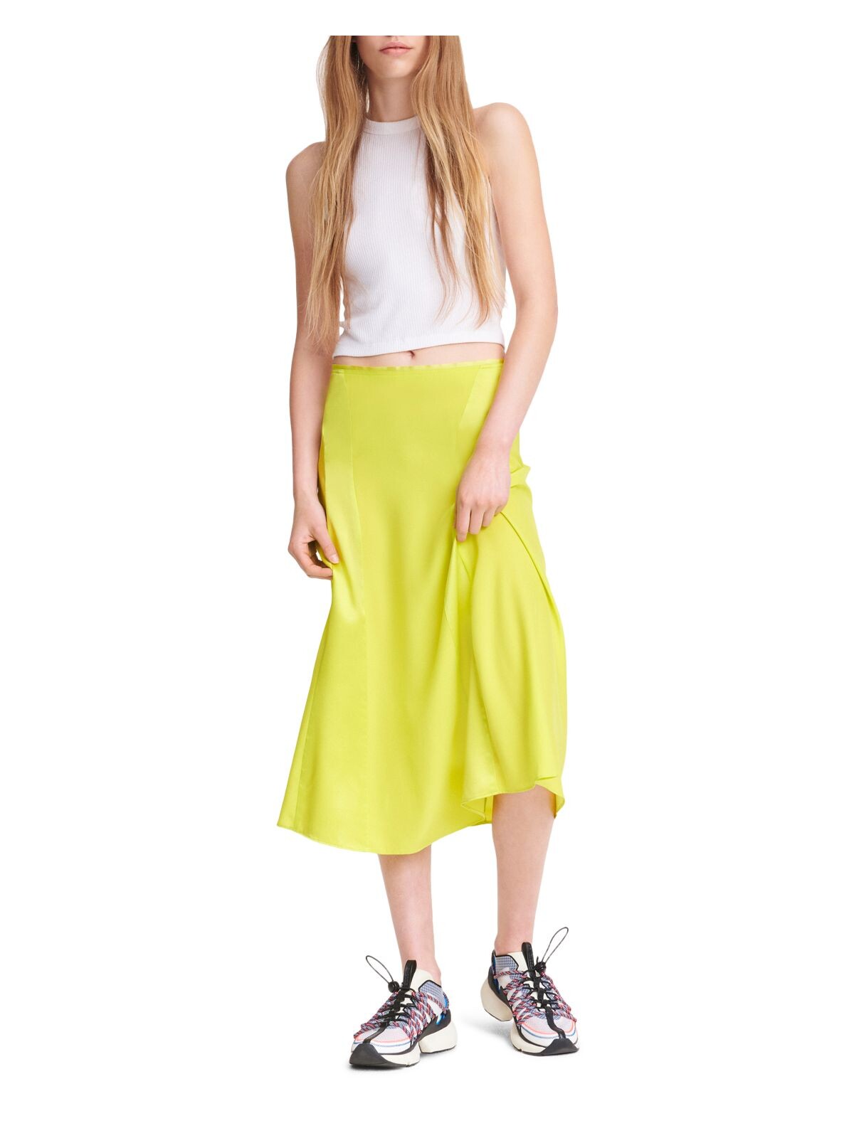 RAG & BONE Womens Green Stretch Zippered Slip Midi A-Line Skirt 0