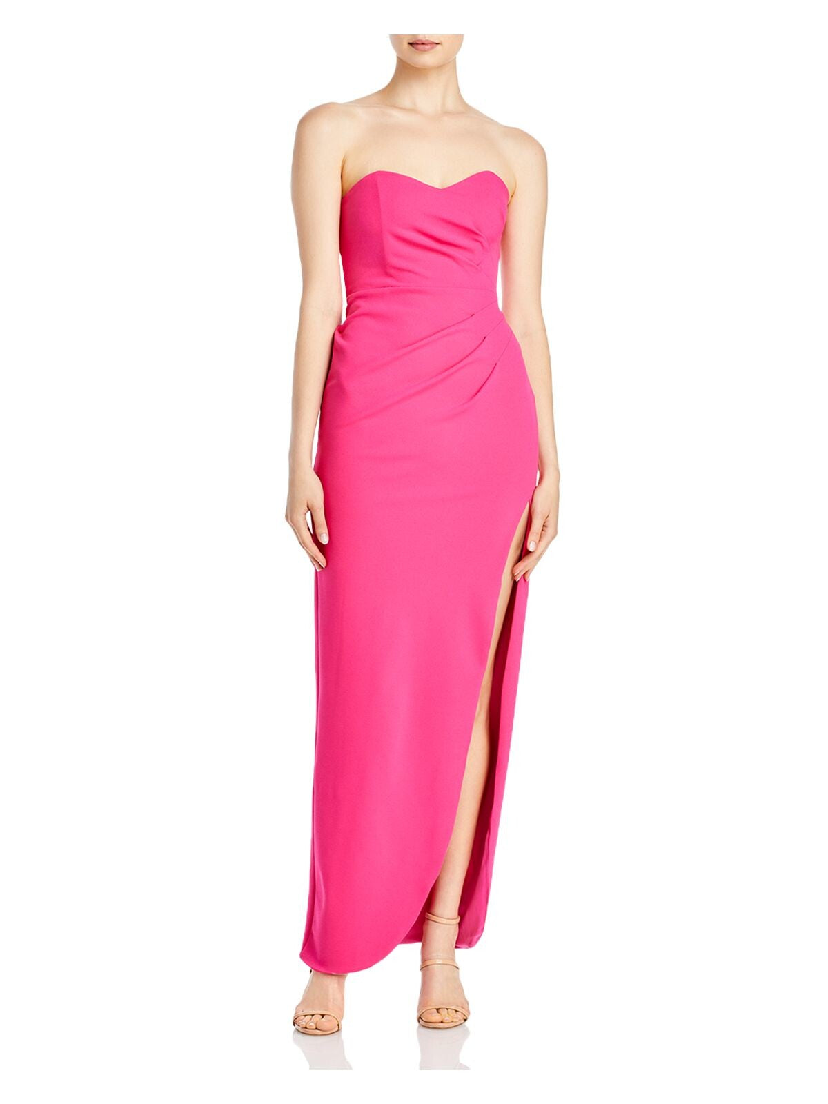 NOOKIE Womens Pink Slitted Sleeveless Sweetheart Neckline Maxi Party Sheath Dress L
