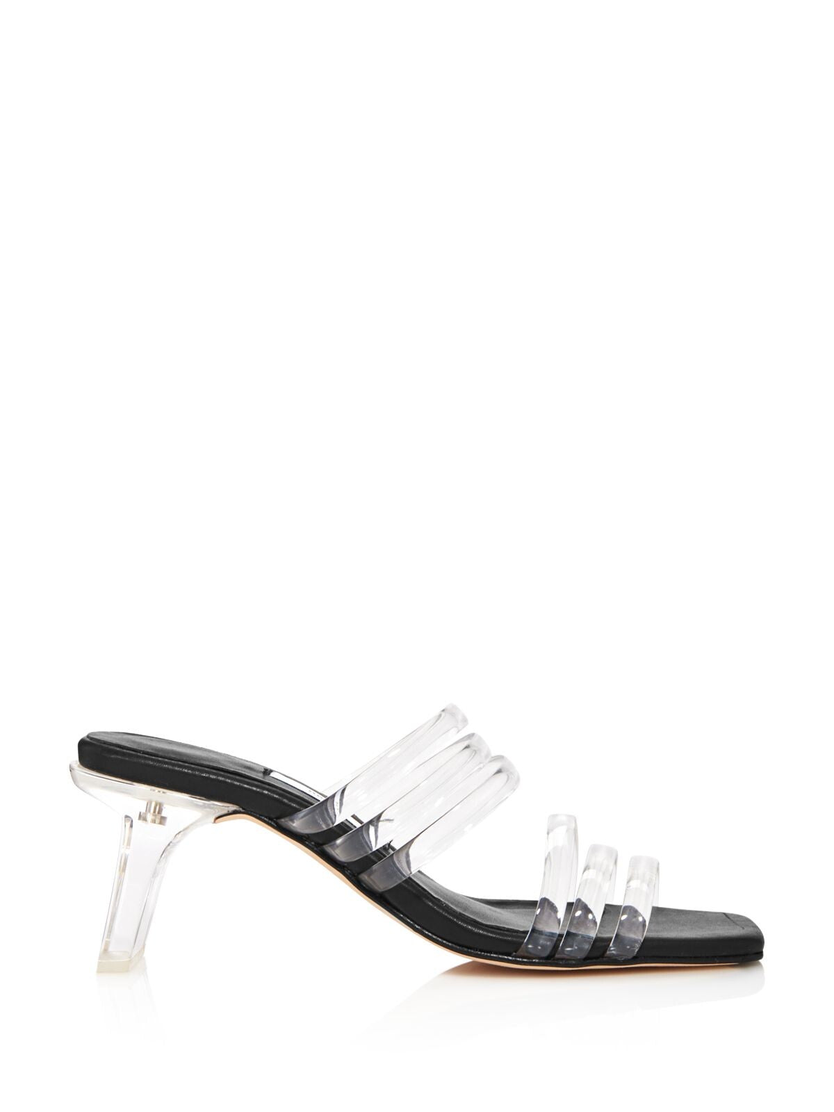 MISTA Womens Black Strappy Comfort Helena Square Toe Block Heel Slip On Leather Slide Sandals Shoes 37