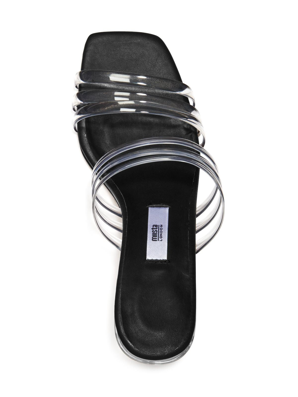MIISTA Womens Black Strappy Comfort Helena Square Toe Block Heel Slip On Slide Sandals Shoes