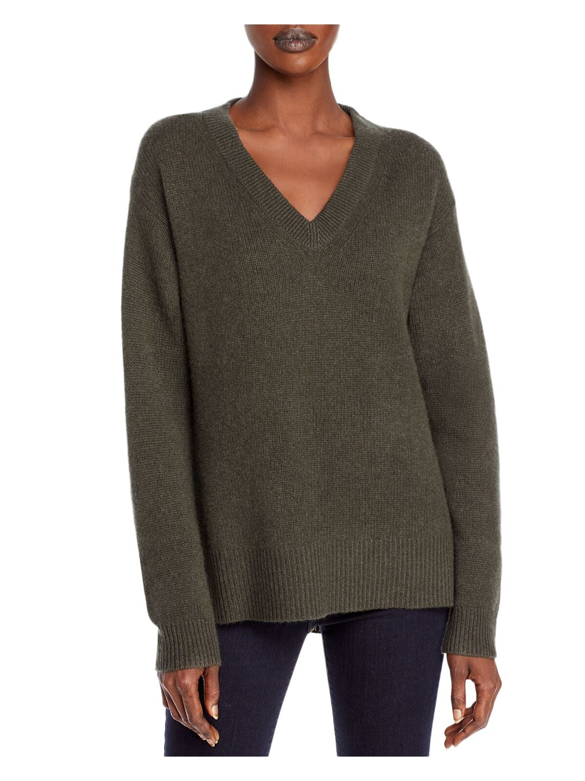 Designer Brand Womens Gray Long Sleeve V Neck Sweater XS