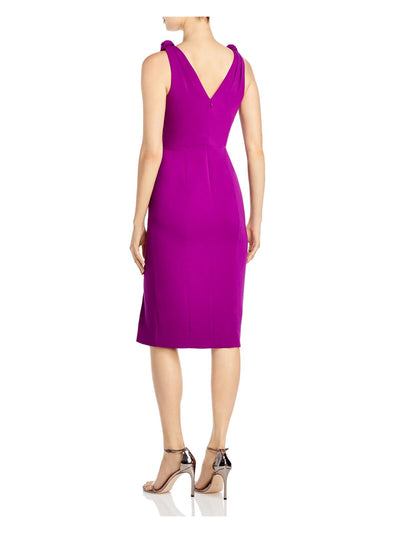 JAY GODFREY Womens Purple Zippered Slitted Lined Sleeveless V Neck Above The Knee Cocktail Sheath Dress 4