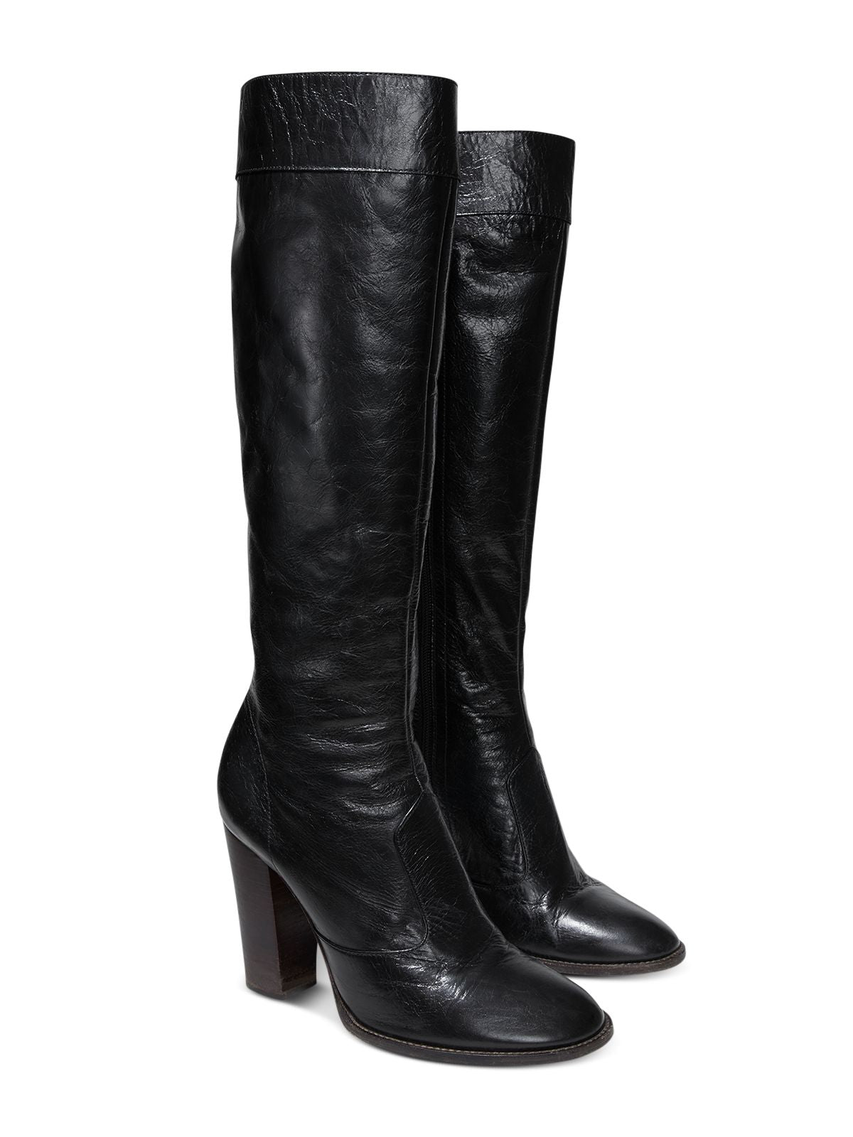 MARC JACOBS Womens Black Padded The Boot Round Toe Stacked Heel Zip-Up Leather Dress Boots 40