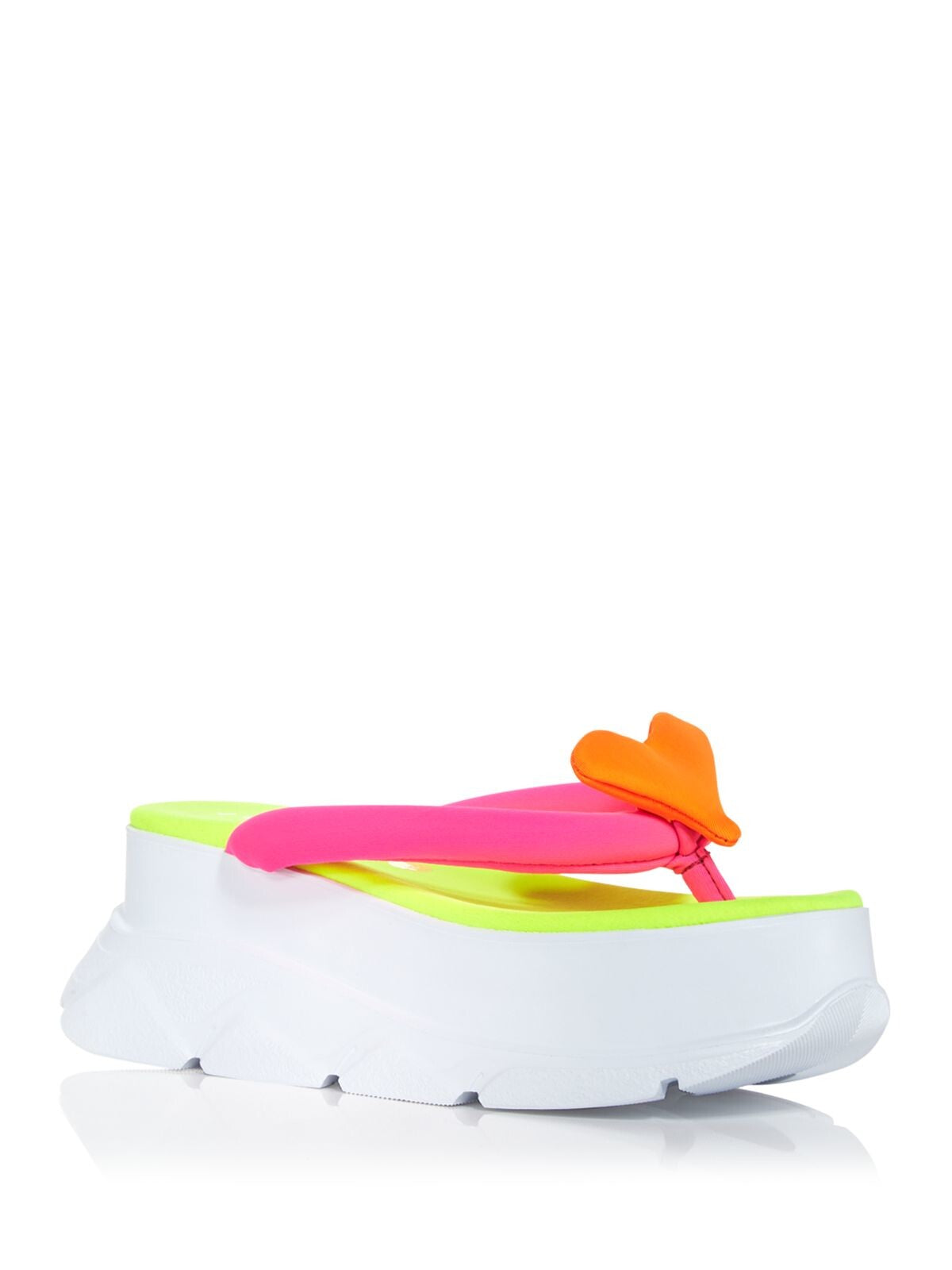 JOSHUAS Womens Orange Color Block 2" Platform Padded Embellished Open Toe Wedge Slip On Flip Flop Sandal 40