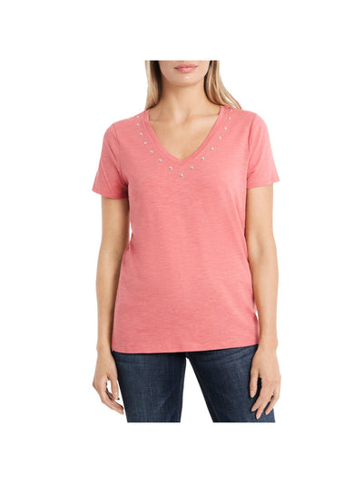 VINCE CAMUTO Womens Coral Short Sleeve Scoop Neck Top XXS