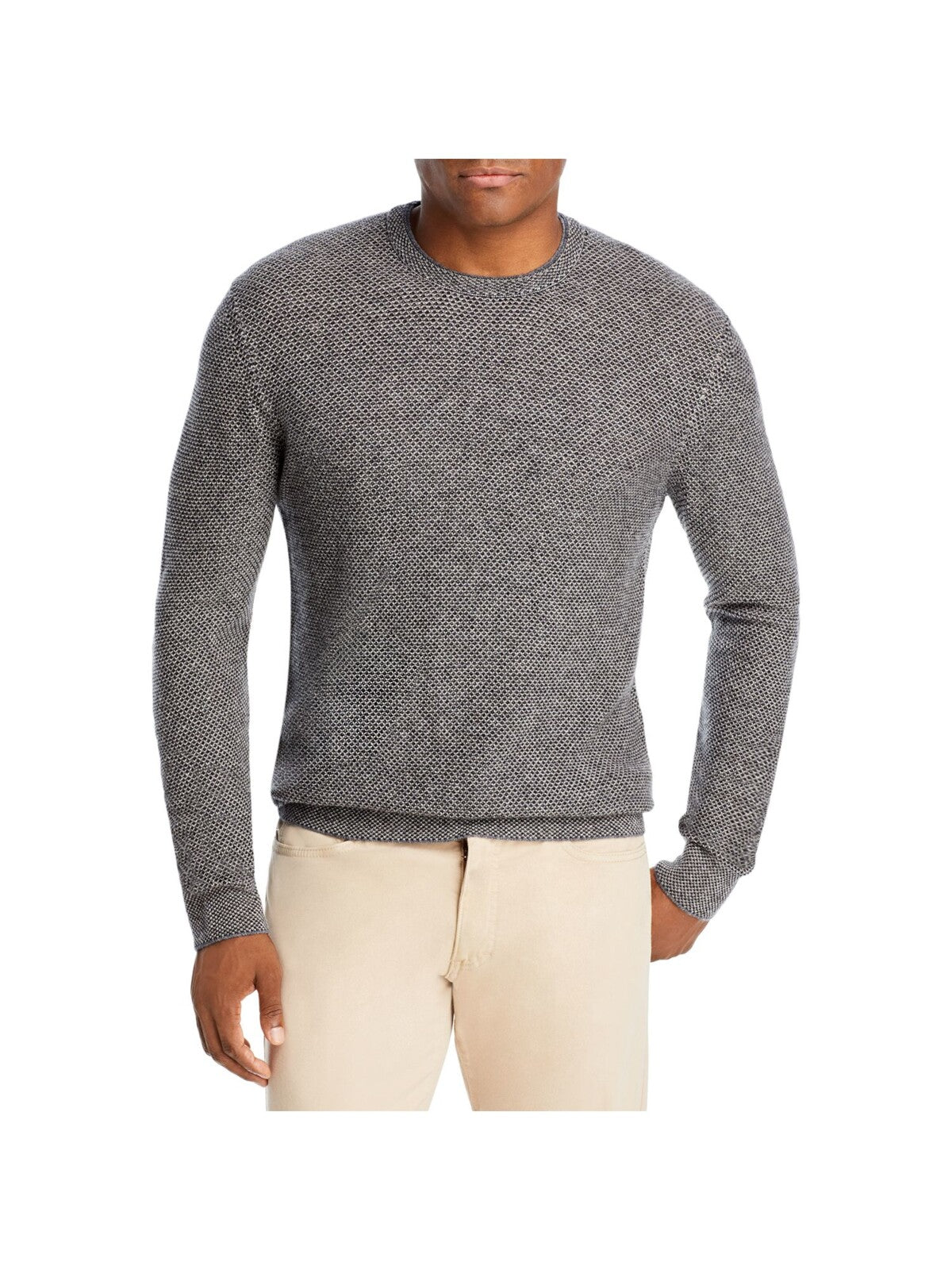 THE MENS STORE Mens Gray Patterned Crew Neck Knit Pullover Sweater XL