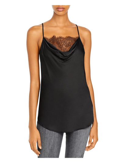 7 FOR ALL MANKIND Womens Lace Curved Hem Spaghetti Strap Cowl Neck Top
