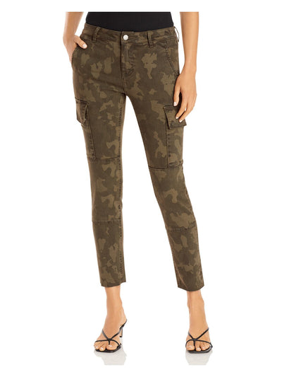 AQUA Womens Green Pocketed Fringed Camouflage Cargo Pants 24 Waist