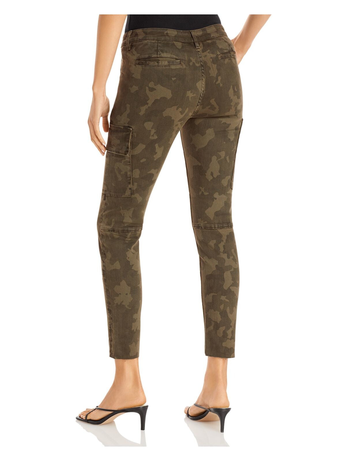 AQUA Womens Green Pocketed Fringed Camouflage Cargo Pants Size: 28