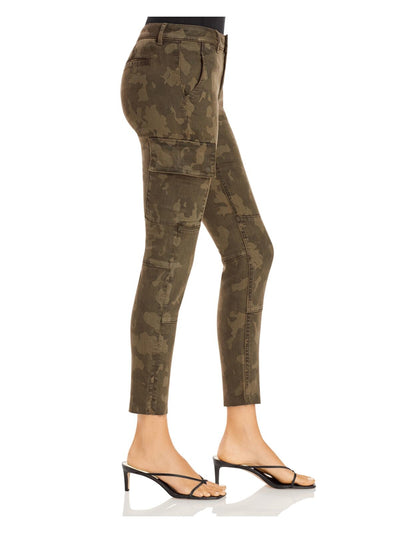 AQUA Womens Green Pocketed Fringed Camouflage Cargo Pants 24 Waist