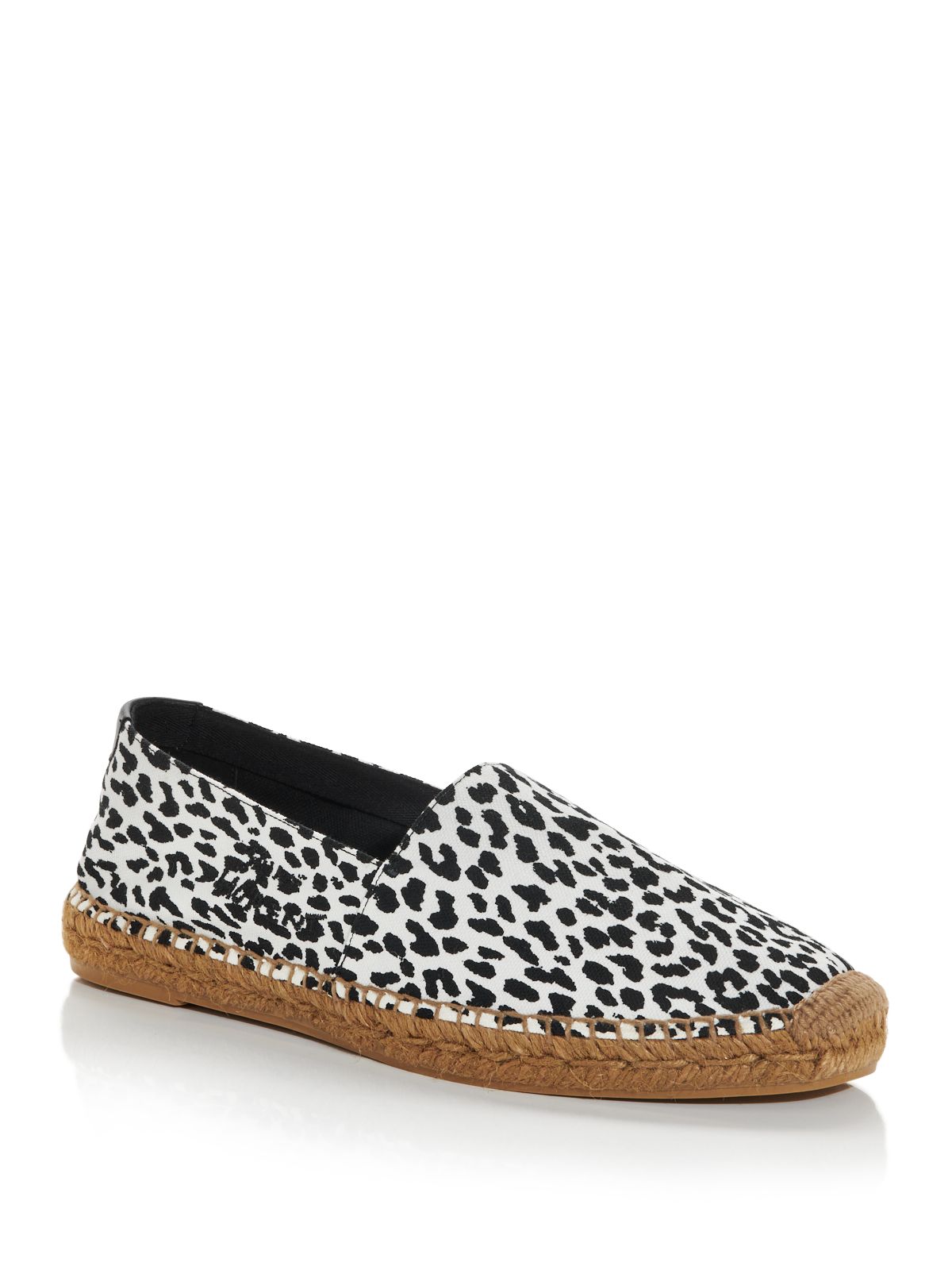SAINT LAURENT Mens White Leopard Print Logo Round Toe Platform Slip On Espadrille Shoes 43