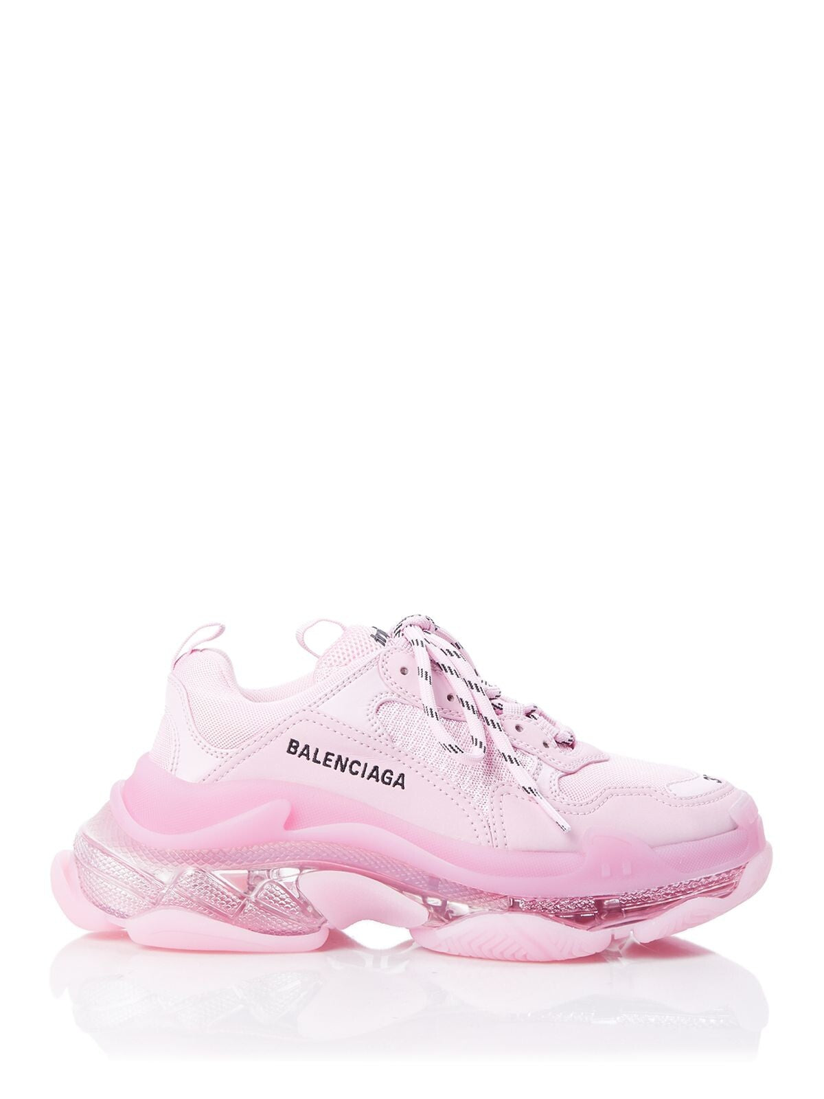 BALENCIAGA Womens Pink Logo Removable Insole Comfort Triple S Round Toe Lace-Up Athletic Sneakers Shoes 4