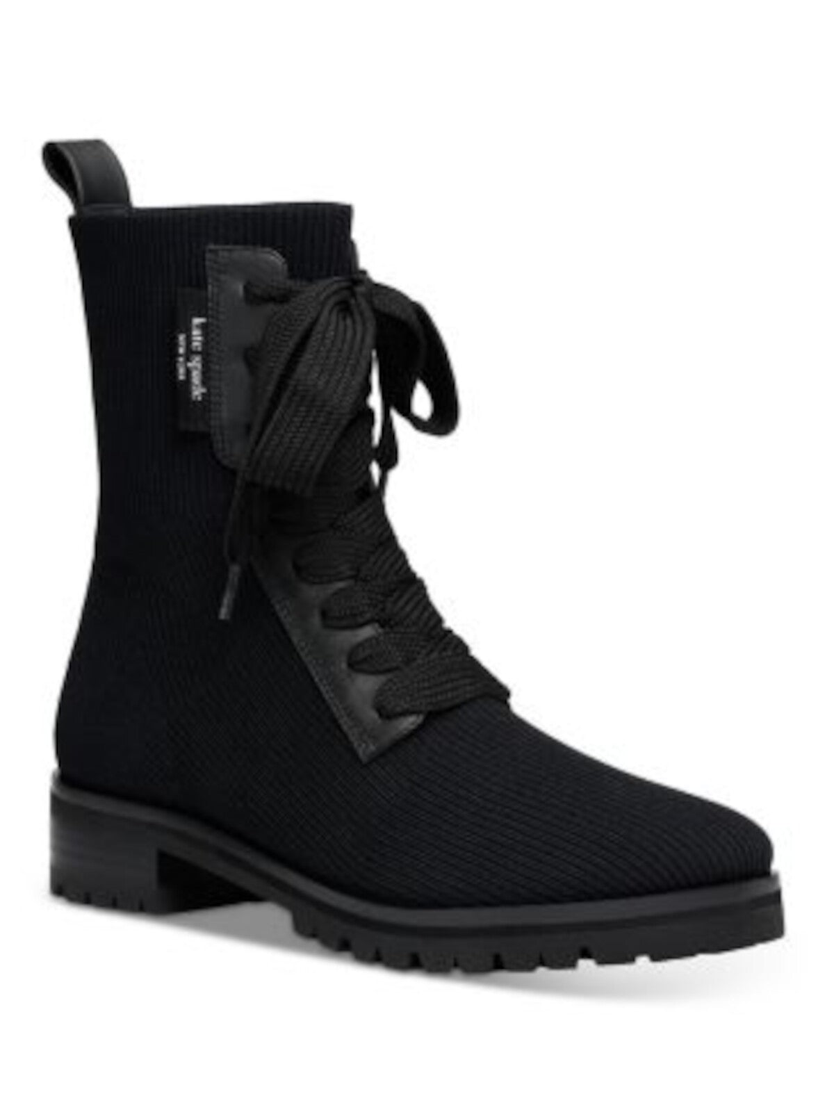 KATE SPADE NEW YORK Womens Black Cushioned Merigue Round Toe Block Heel Lace-Up Combat Boots 8.5 M