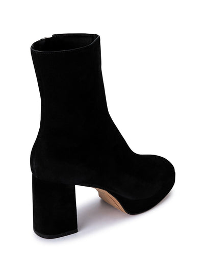 DOLCE VITA Womens Black Padded Goring Eden Square Toe Block Heel Zip-Up Leather Booties 10