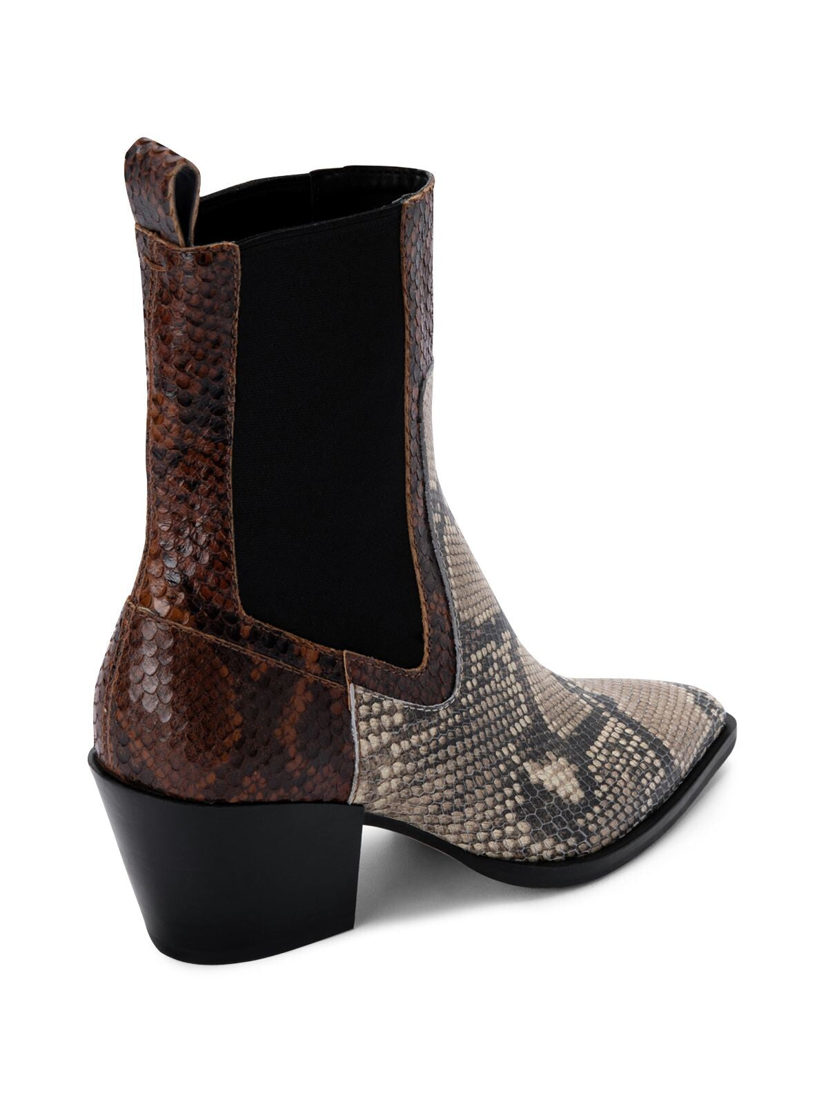 DOLCE VITA Womens Beige Snake Print Gore Panels Pull Tab Padded Studded Sabern Square Toe Stacked Heel Leather Western Boot 9