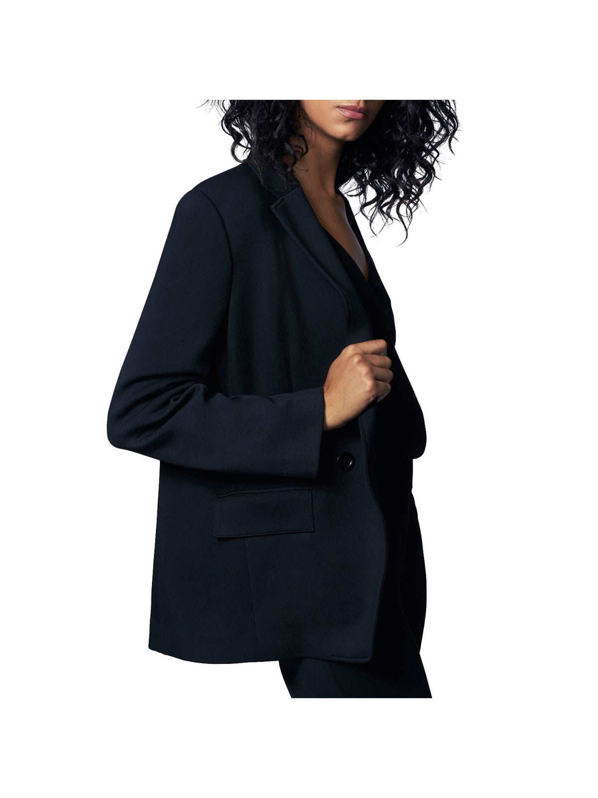 B NEW YORK Womens Stretch Pocketed Faux Double-breasted Wear To Work Blazer Jacket