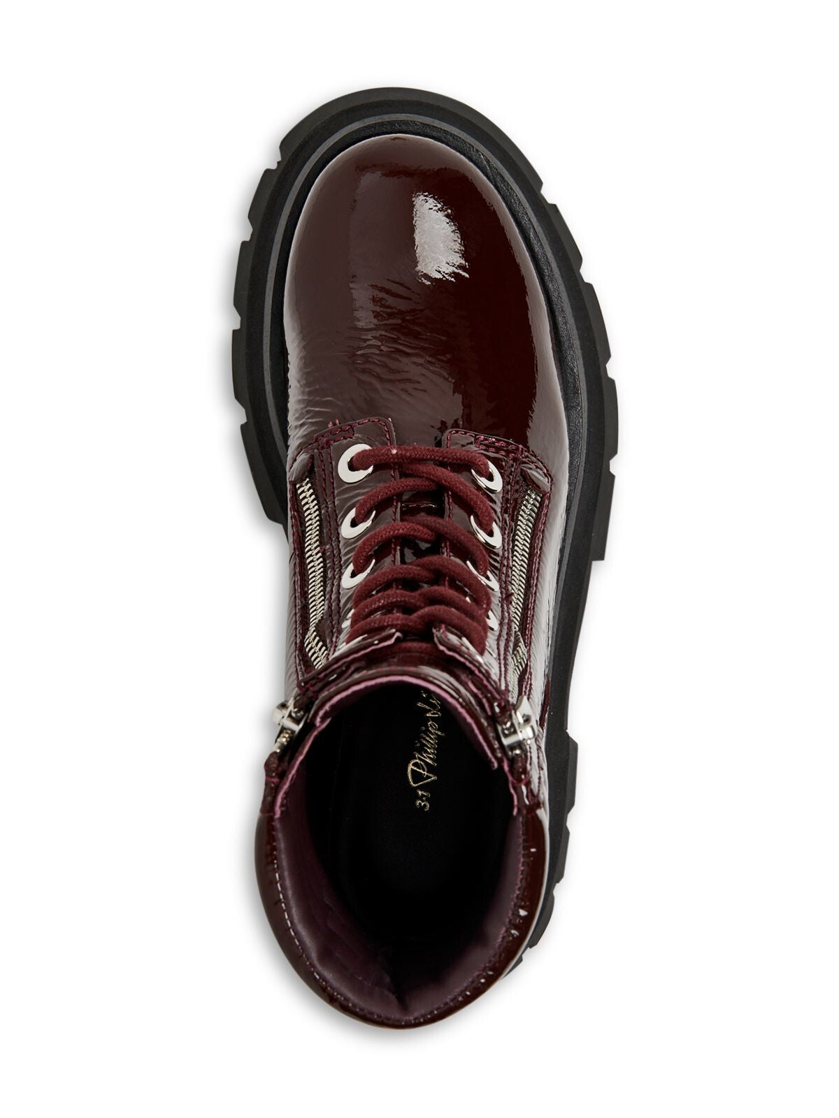 3.1 PHILLIP LIM Womens Burgundy 1-1/2" Platform Lace Treaded Kate Round Toe Leather Combat Boots 39