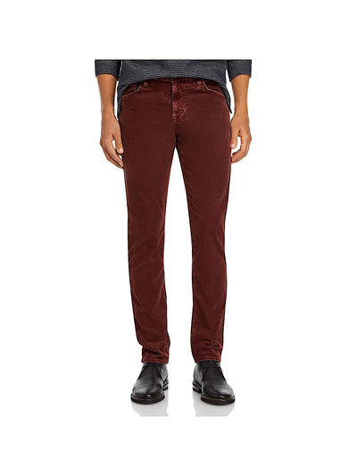 ADRIANO GOLDSCHMIED Mens Maroon Straight Leg, Slim Fit Cotton Blend Pants 33R