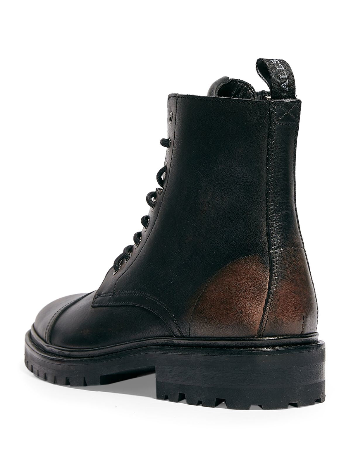 ALLSAINTS Mens Brown Lug Sole Comfort Tobias Round Toe Block Heel Lace-Up Leather Combat Boots 46
