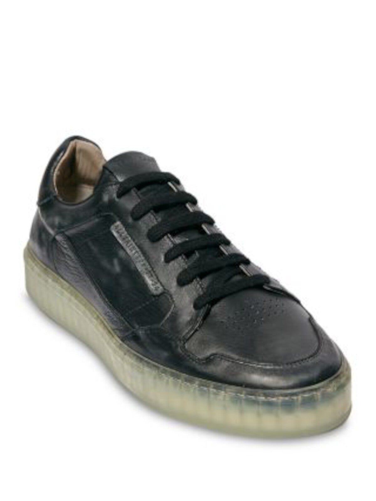 ALLSAINTS Mens Black Distressed Comfort Alton Round Toe Platform Lace-Up Leather Athletic Sneakers Shoes 45