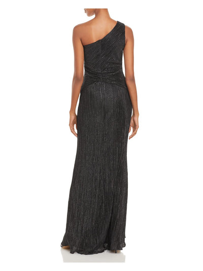 AQUA Womens Black Sleeveless Asymmetrical Neckline Full-Length Sheath Dress 0