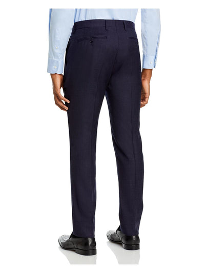 THEORY Mens Navy Flat Front, Straight Leg Extra Slim Fit Pants 30