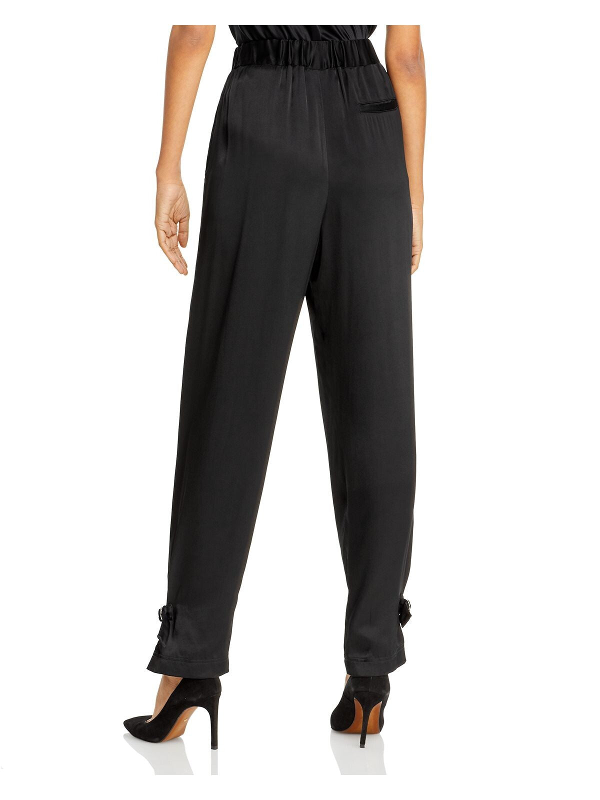 3.1 PHILLIP LIM Womens Black Belted Pocketed Satin Trousers Wear To Work Skinny Pants 0