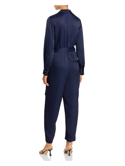 3.1 PHILLIP LIM Womens Belted Satin Tuxedo Collared Evening Cropped Jumpsuit