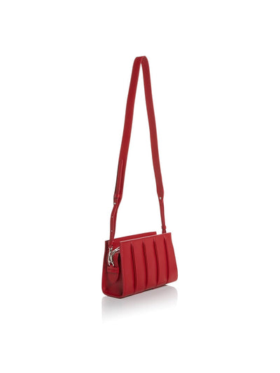MAXMARA Women's Red Feet Solid Faux Suede Pleated Adjustable Strap Crossbody Handbag Purse