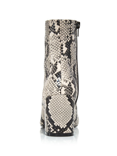 AQUA Womens Beige Snake Print Padded Comfort Marlo Pointed Toe Block Heel Zip-Up Dress Booties 8 M