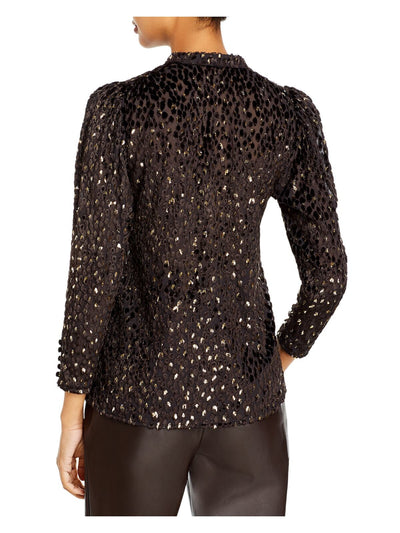 A.L.C Womens Black Embellished Tassel Tie Long Sleeve Split Top 0