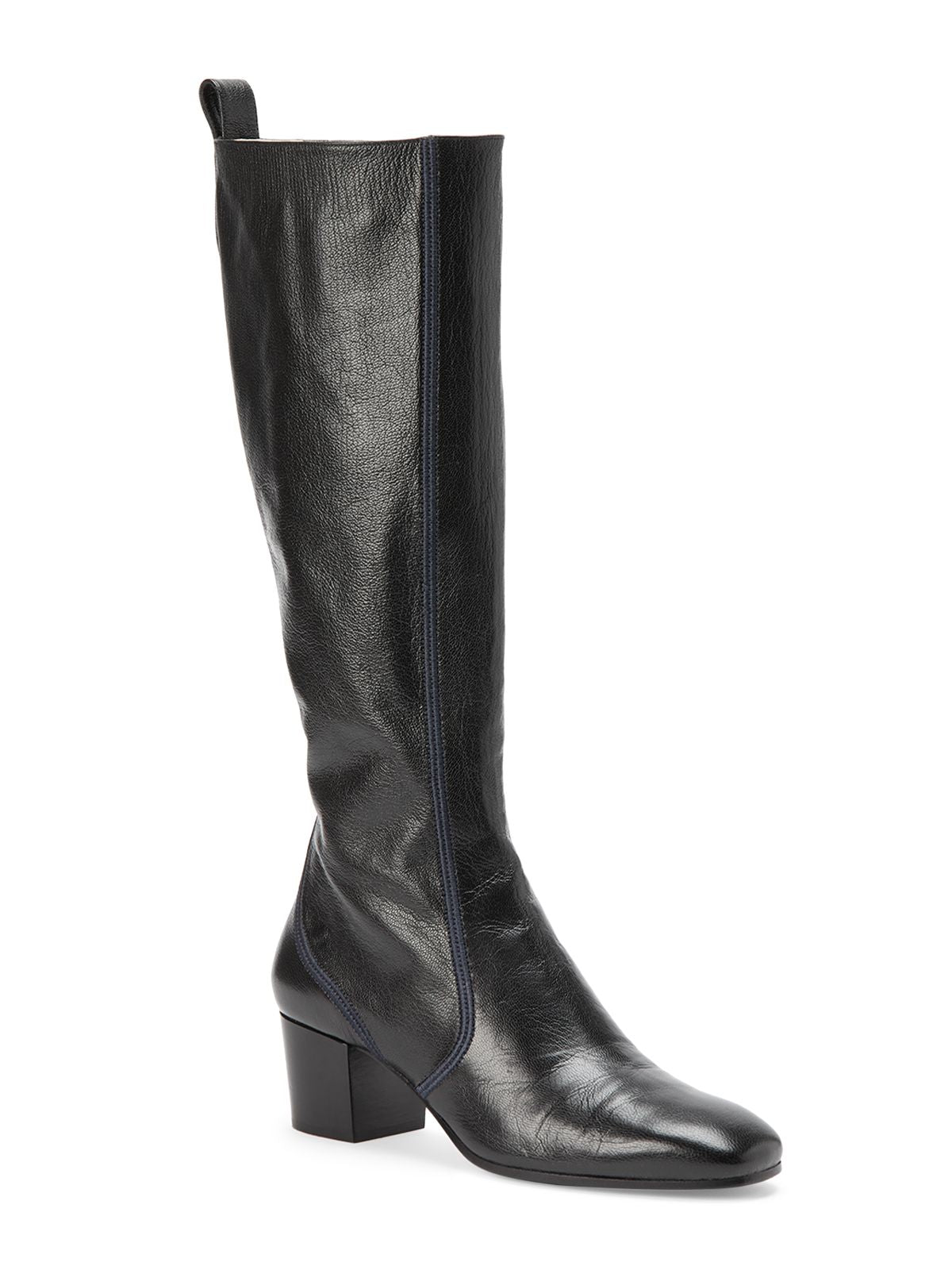 CHLOE Womens Black Goring Comfort Goldee Round Toe Block Heel Zip-Up Leather Heeled Boots 36.5