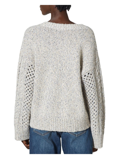 JOIE Womens White Mixed Stitch Speckle Long Sleeve V Neck Sweater L