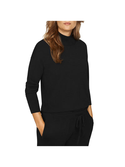 B NEW YORK Womens Black Ribbed Cuffed Sleeve Mock Neck Sweater S