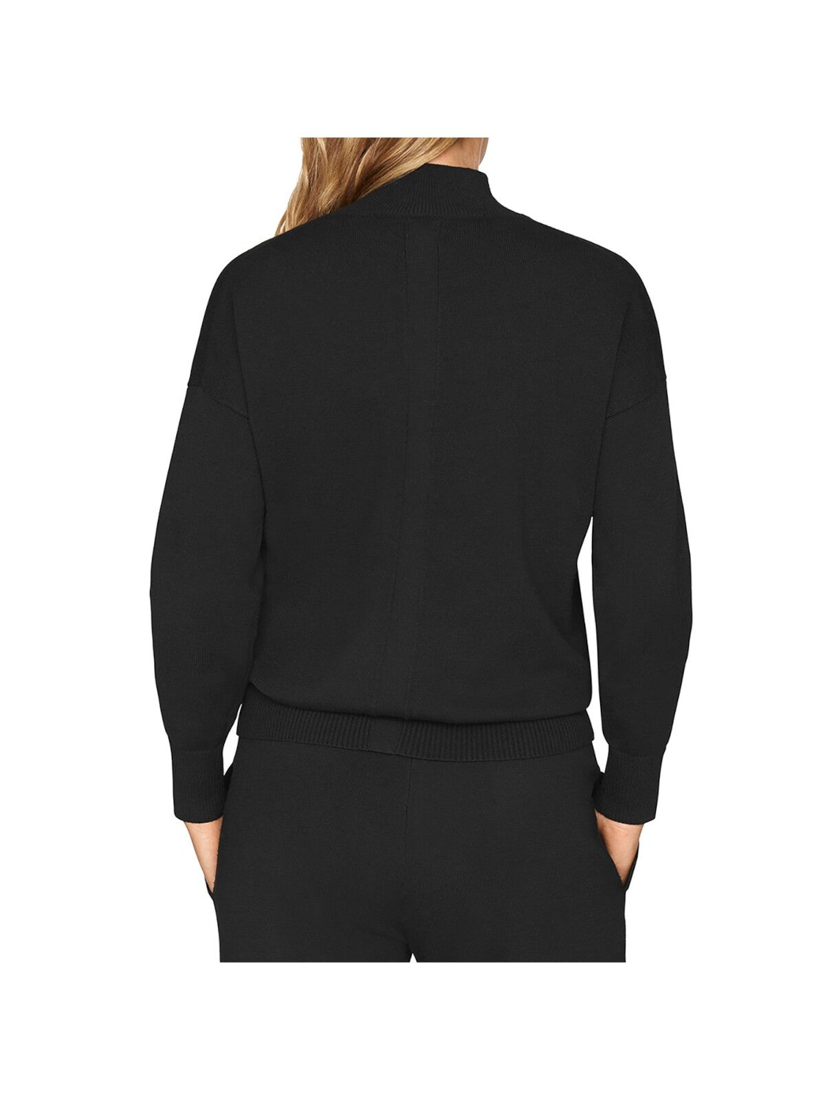 B NEW YORK Womens Ribbed Cuffed Sleeve Mock Neck Sweater